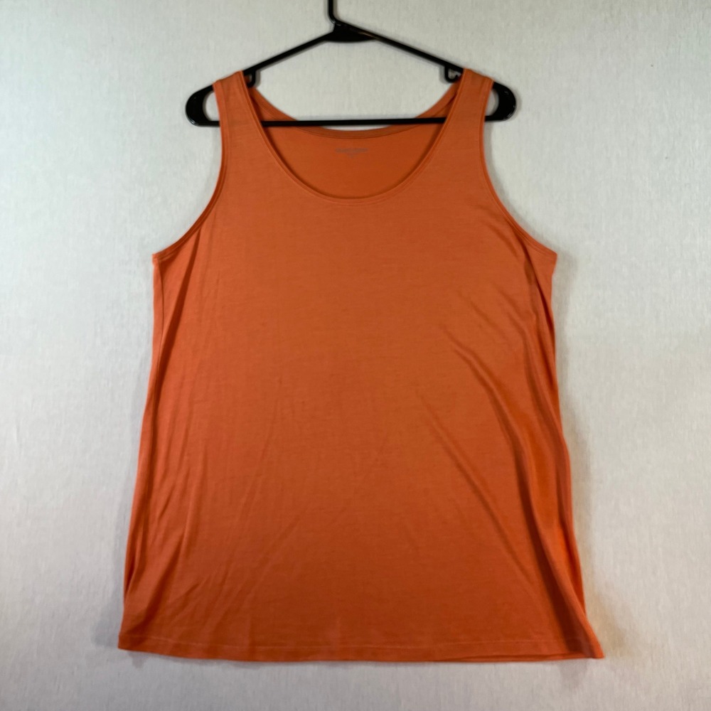 Eileen Fisher Tank Top Medium Orange Silk Cotton Blend Scoop Neck RN 78121